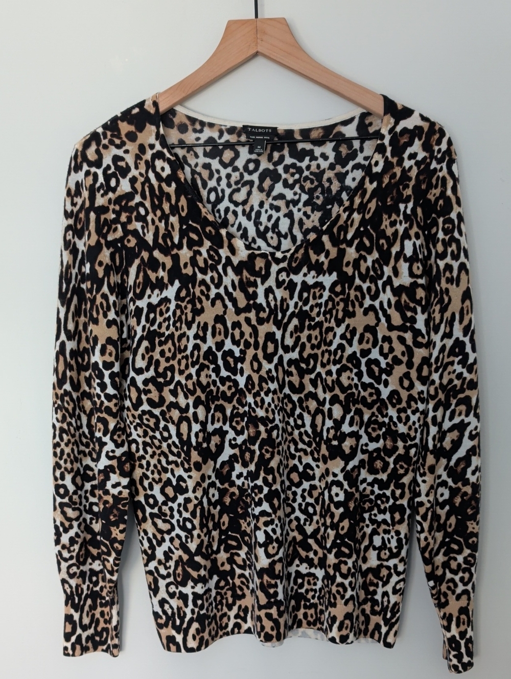 Talbots Merino Wool Leopard Print Sweater M